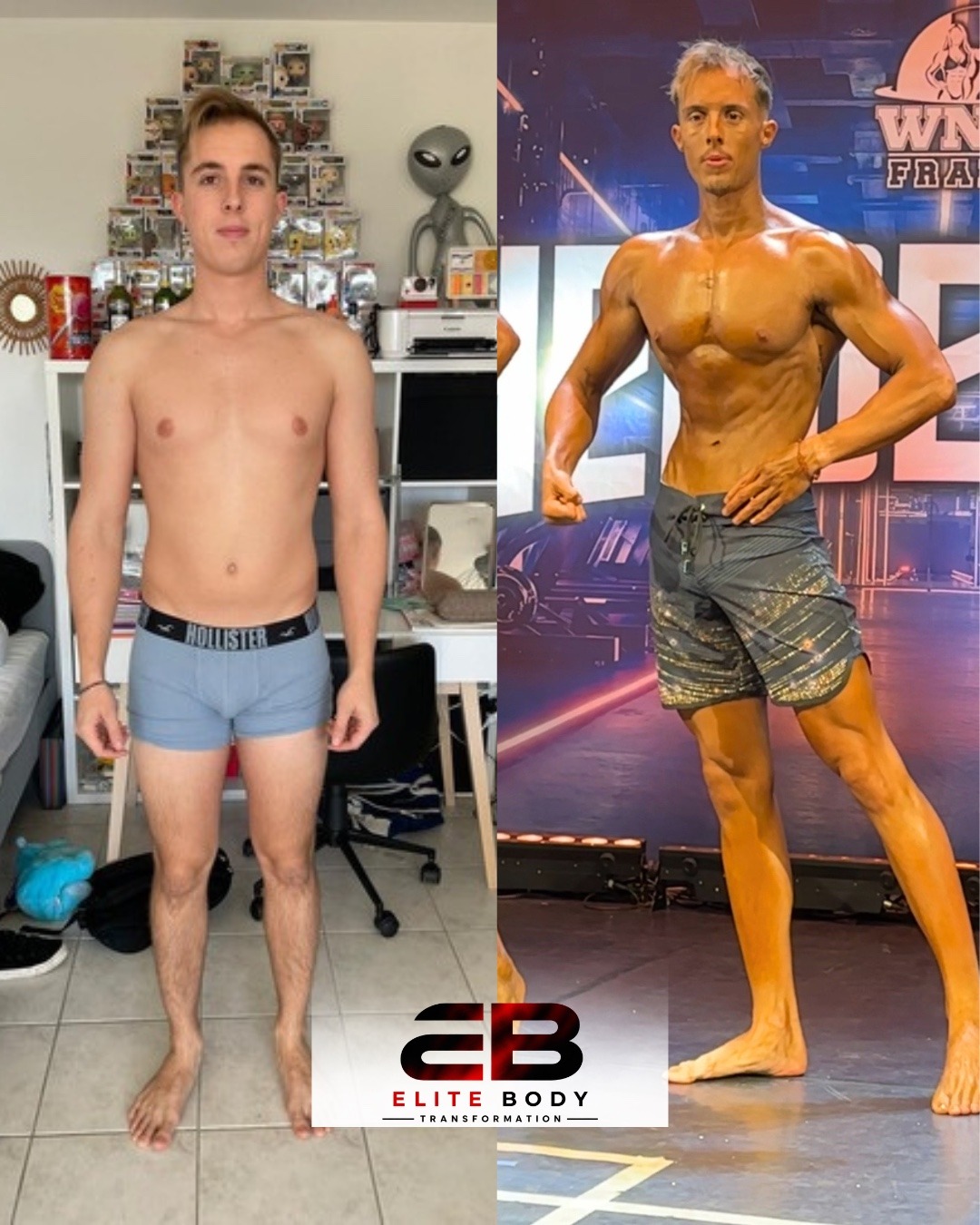 Comparaison avant et après — transformation physique 10