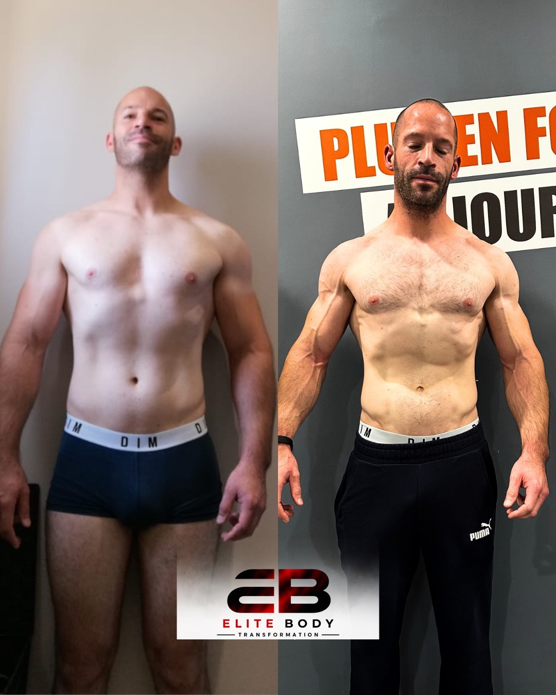 Comparaison avant et après — transformation physique 3