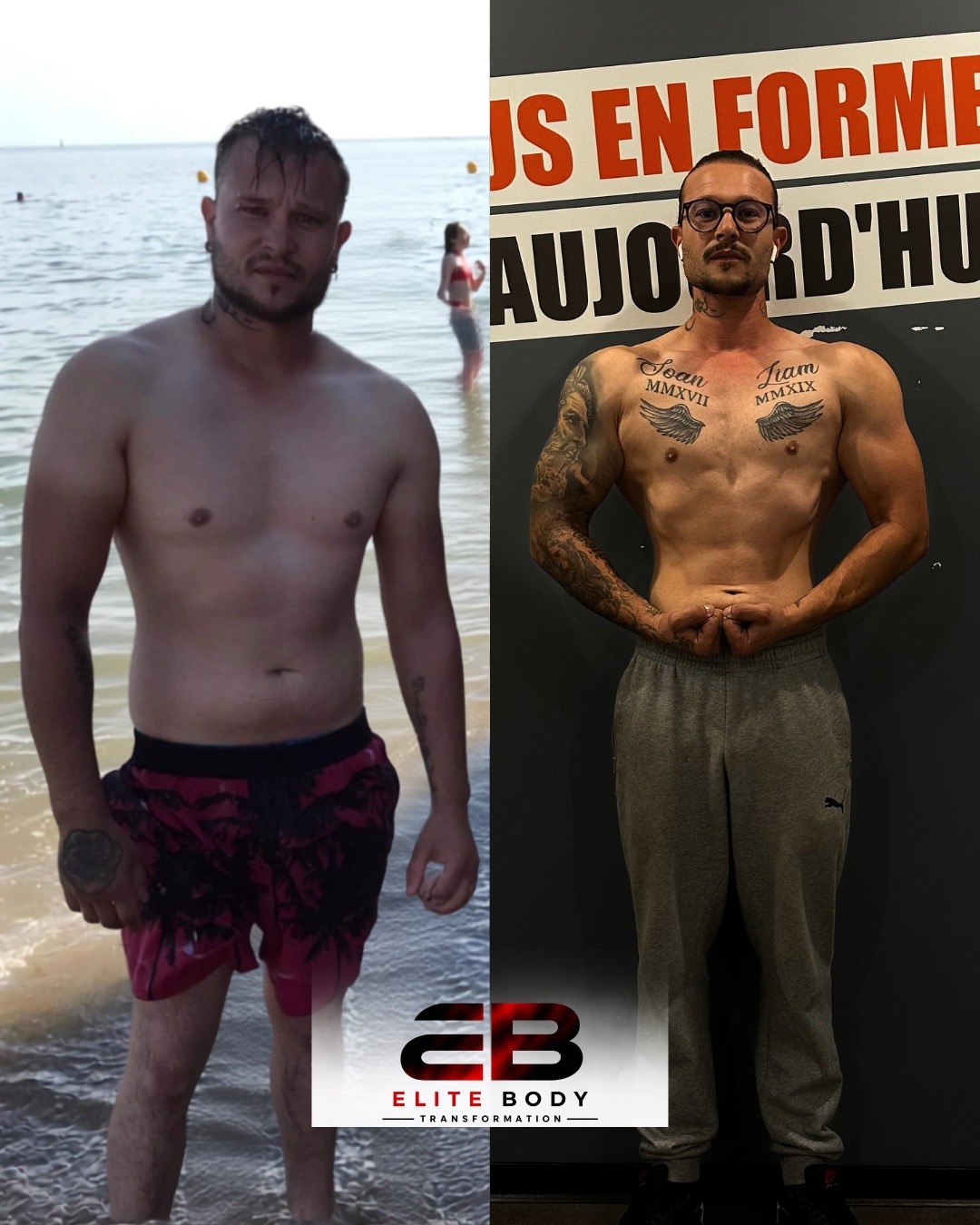 Comparaison avant et après — transformation physique 7
